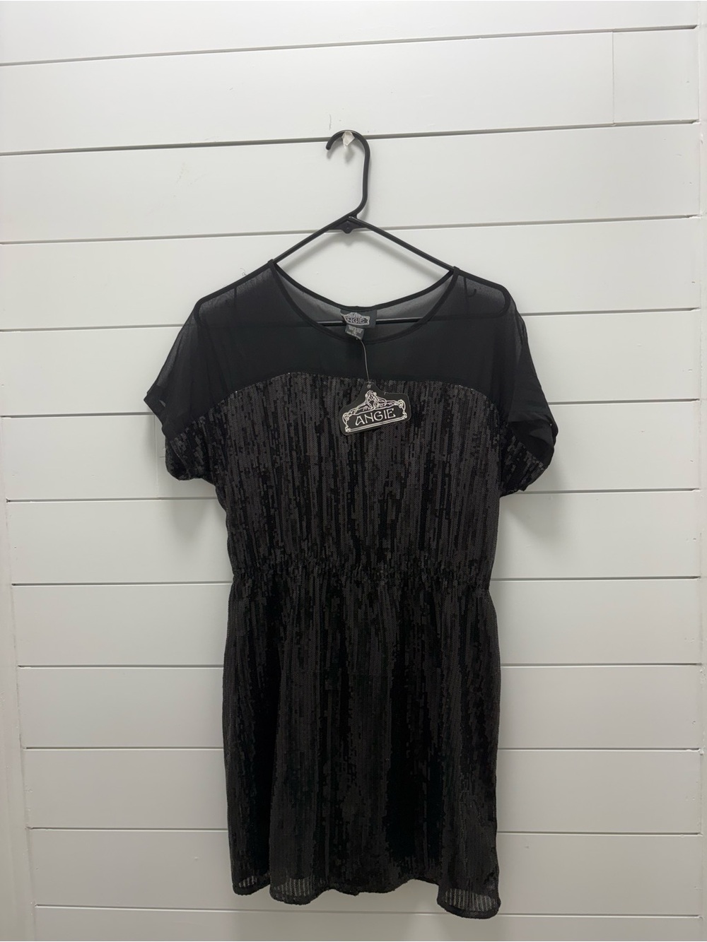 Angie Black Short Sleeve Sequin Mini Dress